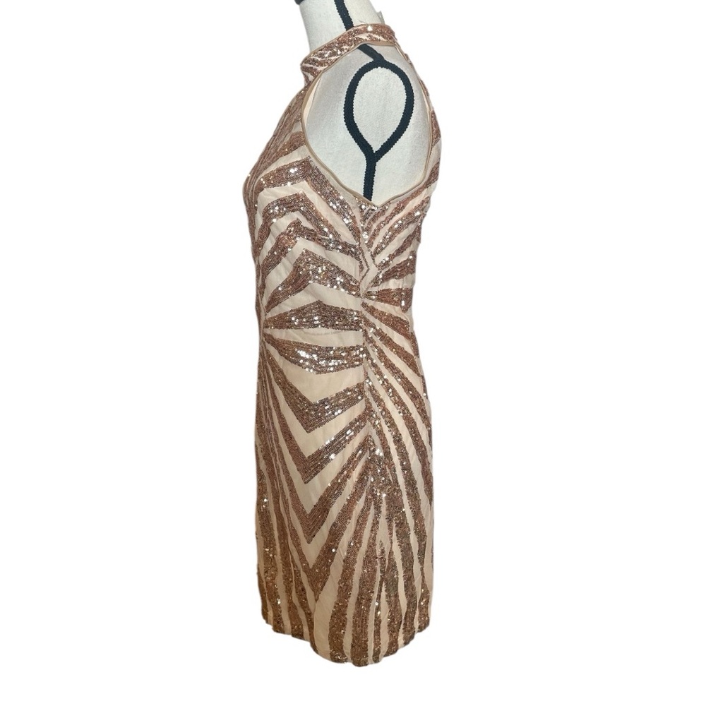 Xtaren Rose Gold Sequin Halter Mini Dress - Picture 3 of 5